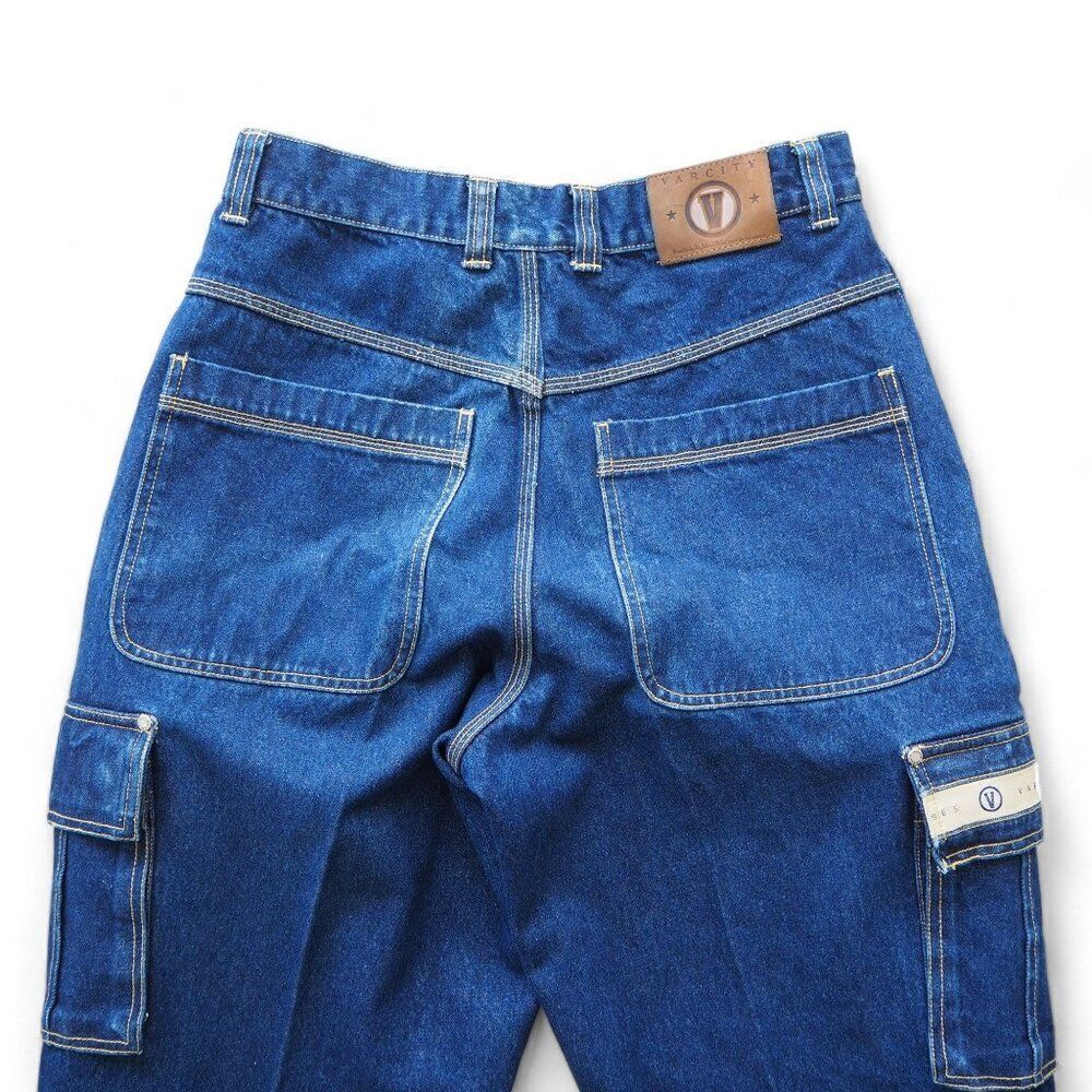 Varcity Vintage 90s Y2K Cargo Heavy Denim Hip Hop / Skate Baggy Jeans Men's 32 - Picture 8 of 14